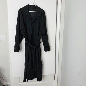 Vintage HAMMACHER SCHLEMMER Packable Long Trench COAT Business Black Men L